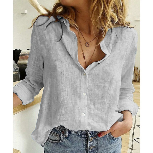 Samantha | Women's Long Sleeve Button-Down Blouse-The Yellow Prime