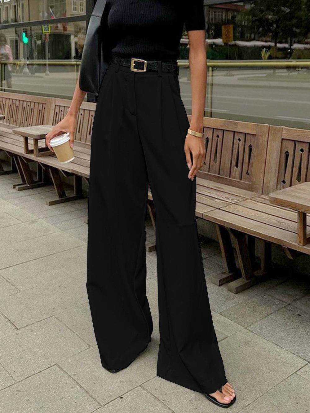 Samantha | Women's Wide Leg Trousers-The Yellow Prime