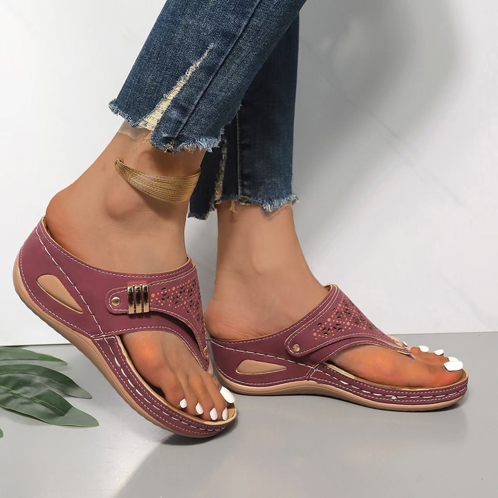Women's Arch Support Sandals with Adjustable Straps and Wedge Heel