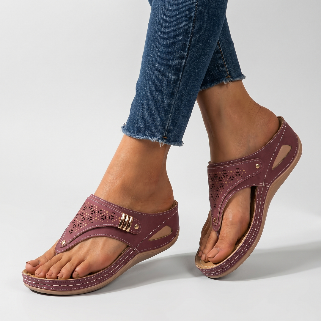 Women's Arch Support Sandals with Adjustable Straps and Wedge Heel