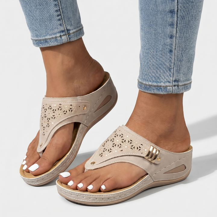 Women's Arch Support Sandals with Adjustable Straps and Wedge Heel