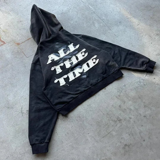Men's Oversized Zip-Up Hoodie - Boxy Cut, Knit, Street Style-The Yellow Prime