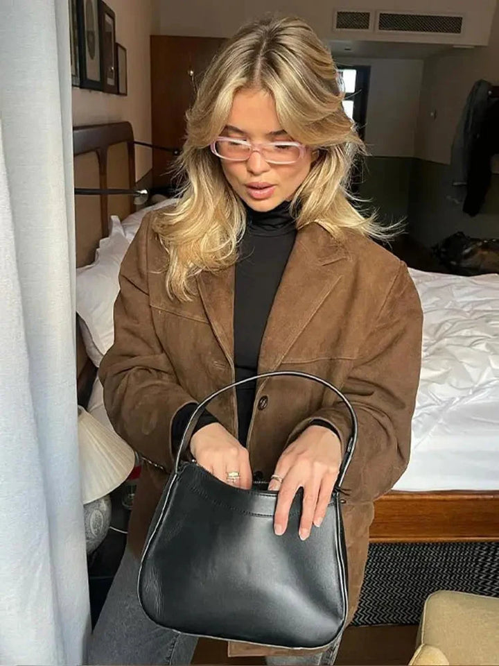 Women's Classic Brown Suede Jacket with Soft Finish