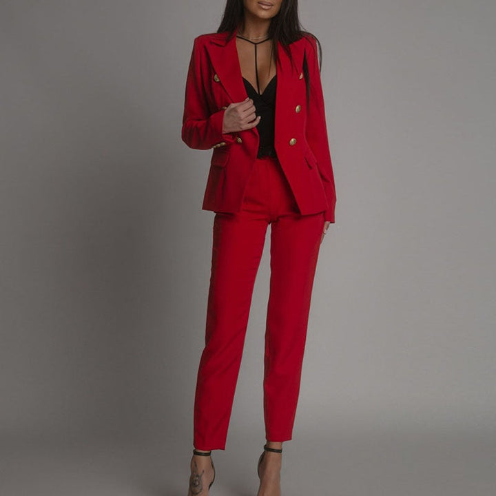 Women's Elegant Blazer and Pants Set-The Yellow Prime