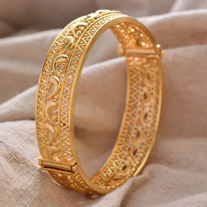 Women's Gold Plated Bangles Arabic Wedding Bracelet-The Yellow Prime