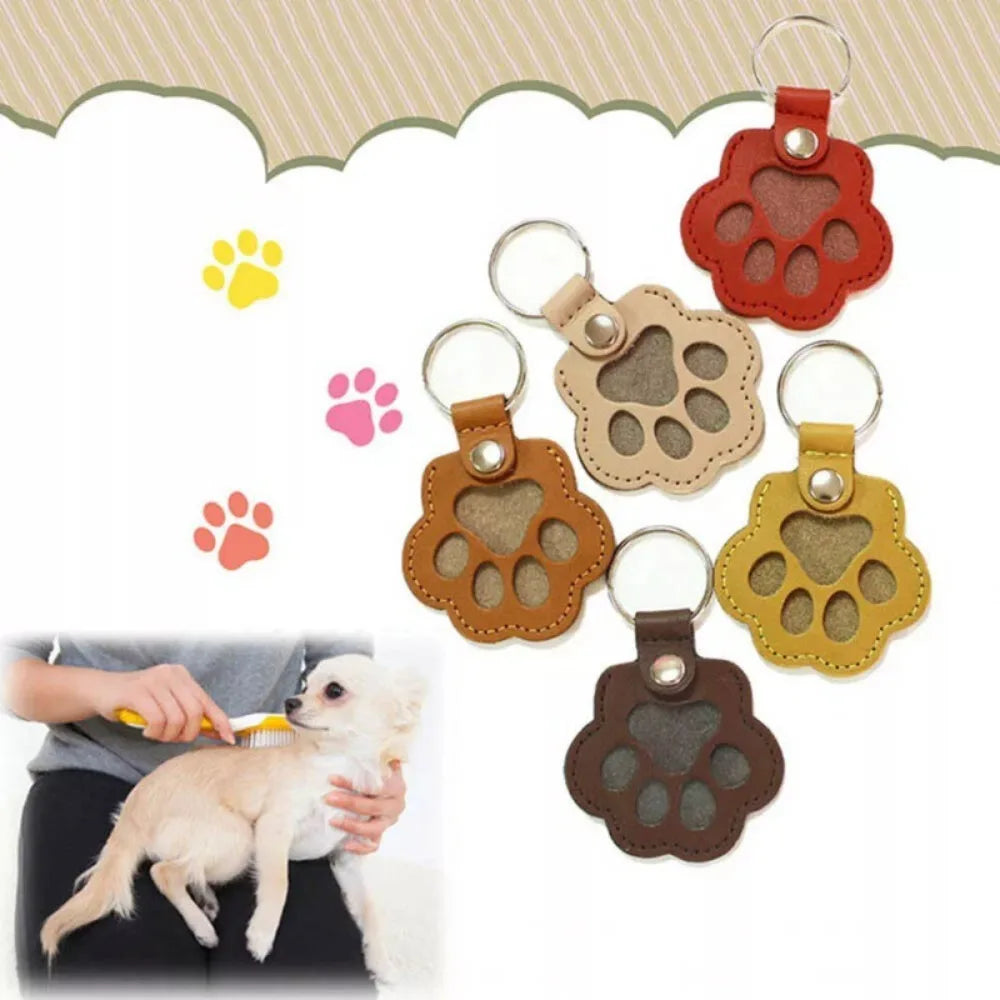 Women's Pet Hair Keychain Paw Pendant PU Leather Holder-The Yellow Prime