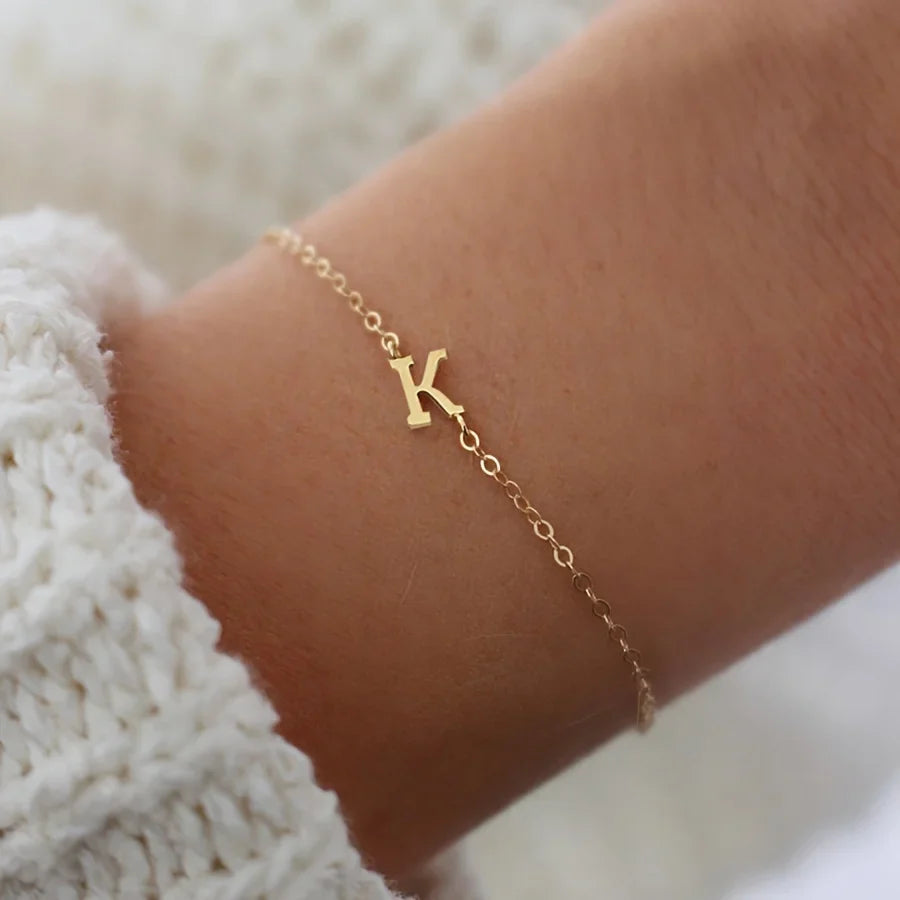 [Women's Minimalist Elegant Initial Letter Bead Bracelet]-The Yellow Prime