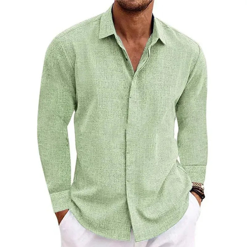 Men's Casual Plus Size Long Sleeve T-Shirt - Solid Color Top-The Yellow Prime