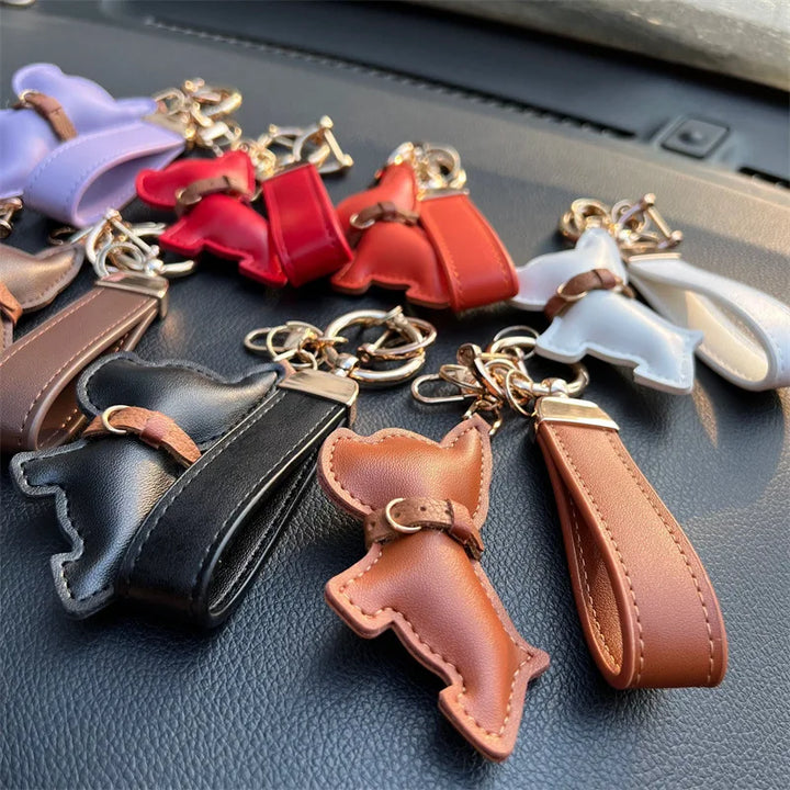 Women's Leather Dog Keychain Car Charm Hanging Accessory-The Yellow Prime