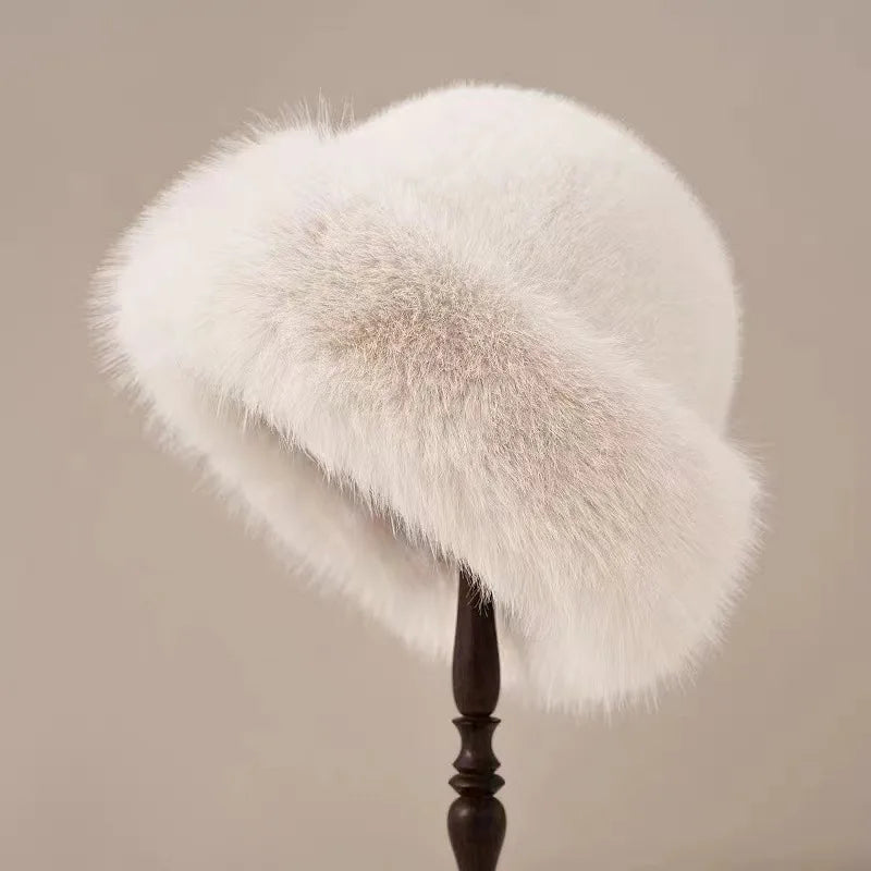 Women's Insulating Faux Fur Winter Hat - Plush Rolled Brim-The Yellow Prime