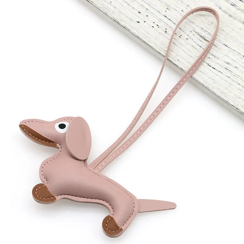 Women's Dachshund Leather Bag Charm Keychain Gift-The Yellow Prime