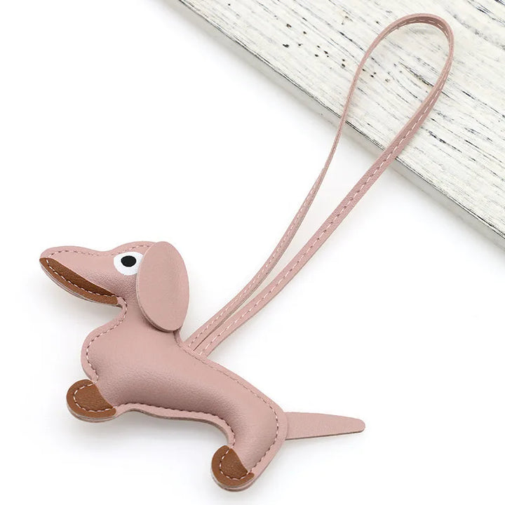 Women's Dachshund Leather Bag Charm Keychain Gift-The Yellow Prime