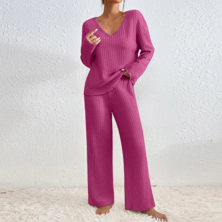 Women's 2-Piece Ribbed Lounge Set for Comfort and Style-The Yellow Prime