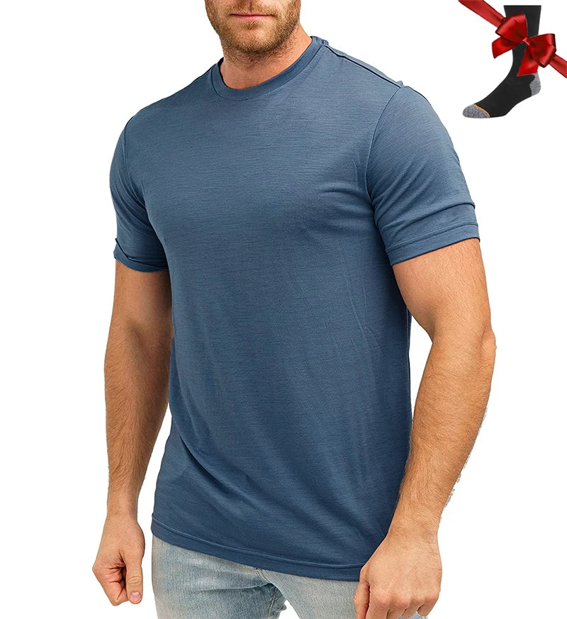 Men's Superfine Merino Wool Base Layer T-Shirt and Socks Set-The Yellow Prime