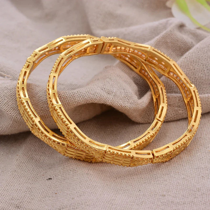 Women's Gold Plated Bangles Arabic Wedding Bracelet-The Yellow Prime