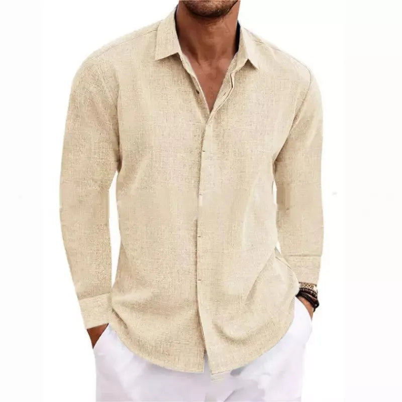 Men's Casual Plus Size Long Sleeve T-Shirt - Solid Color Top-The Yellow Prime