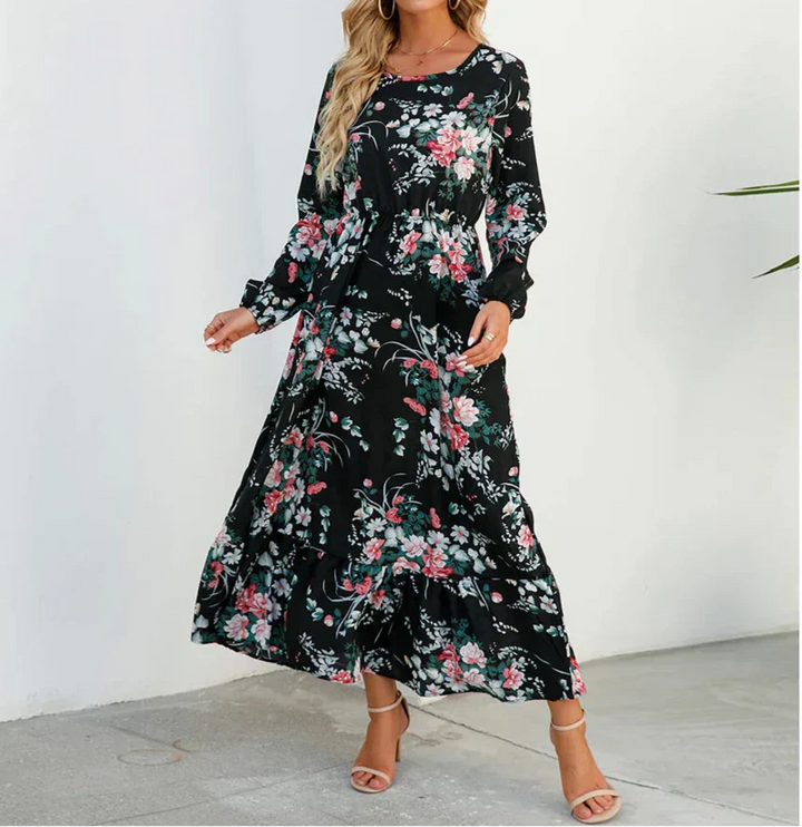 Maisie | Women's Long Sleeve Floral Maxi Dress-The Yellow Prime
