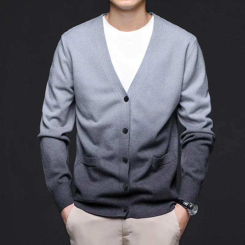 Men's V-Neck Cardigan in Bristol Style-The Yellow Prime