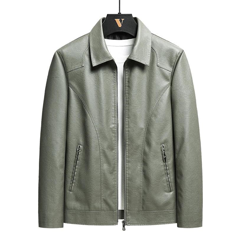 Evan | Men's Vintage Leather Zip-Up Jacket - Relaxed Fit