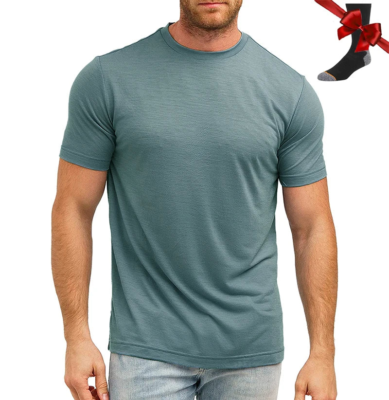Men's Superfine Merino Wool Base Layer T-Shirt and Socks Set-The Yellow Prime
