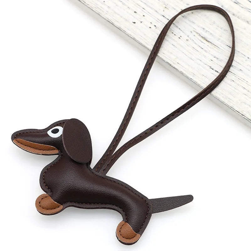 Women's Dachshund Leather Bag Charm Keychain Gift-The Yellow Prime