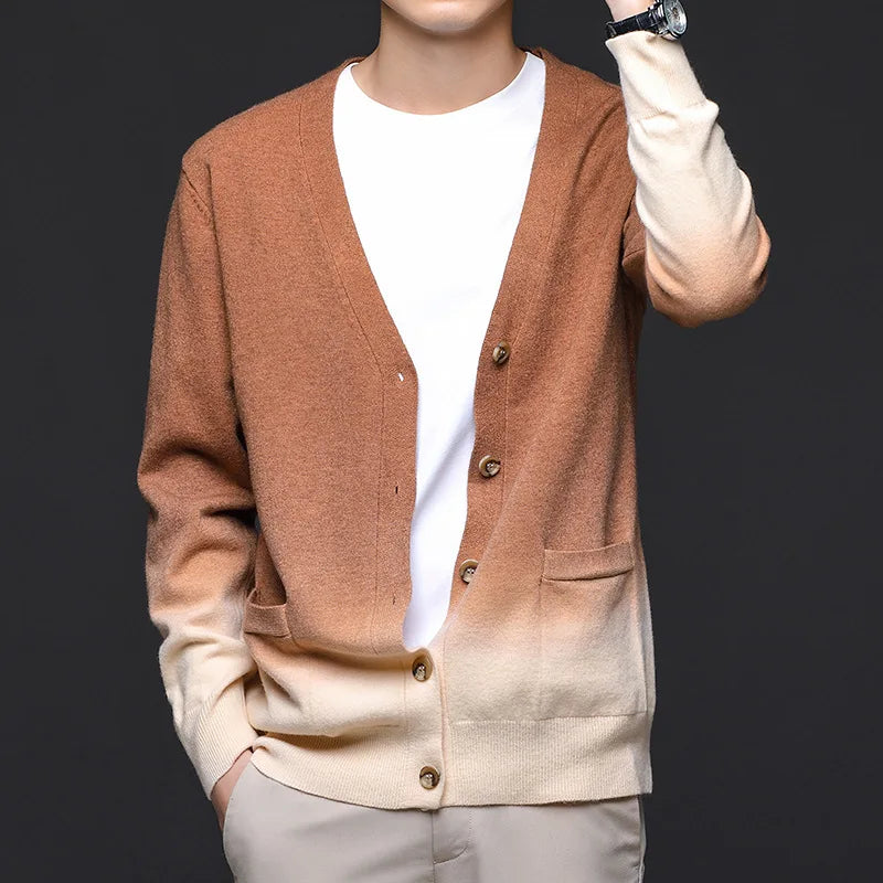 Men's V-Neck Cardigan in Bristol Style-The Yellow Prime