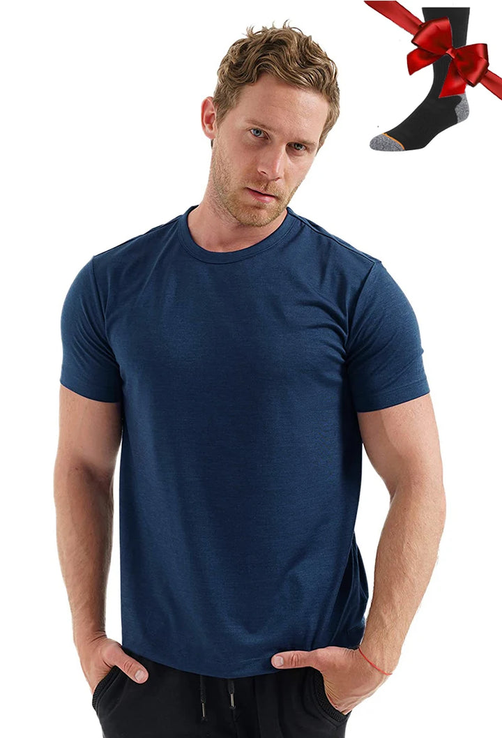 Men's Superfine Merino Wool Base Layer T-Shirt and Socks Set-The Yellow Prime