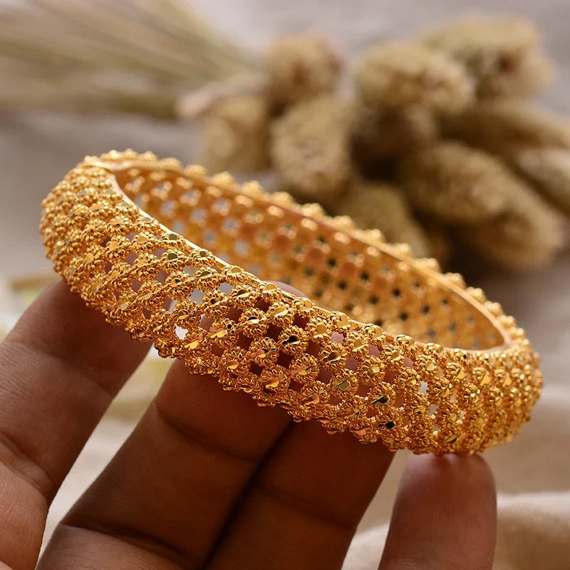 Women's Gold Plated Bangles Arabic Wedding Bracelet-The Yellow Prime