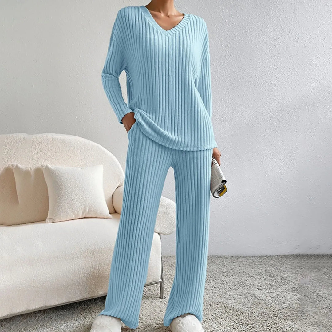 Women's 2-Piece Ribbed Lounge Set for Comfort and Style-The Yellow Prime