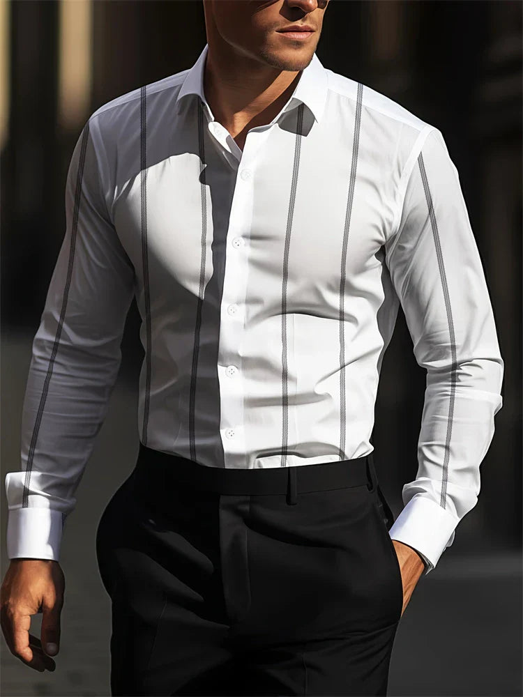 Men's Velvet Long Sleeve Shirt – Soft Touch Fabric, Tailored Fit-The Yellow Prime