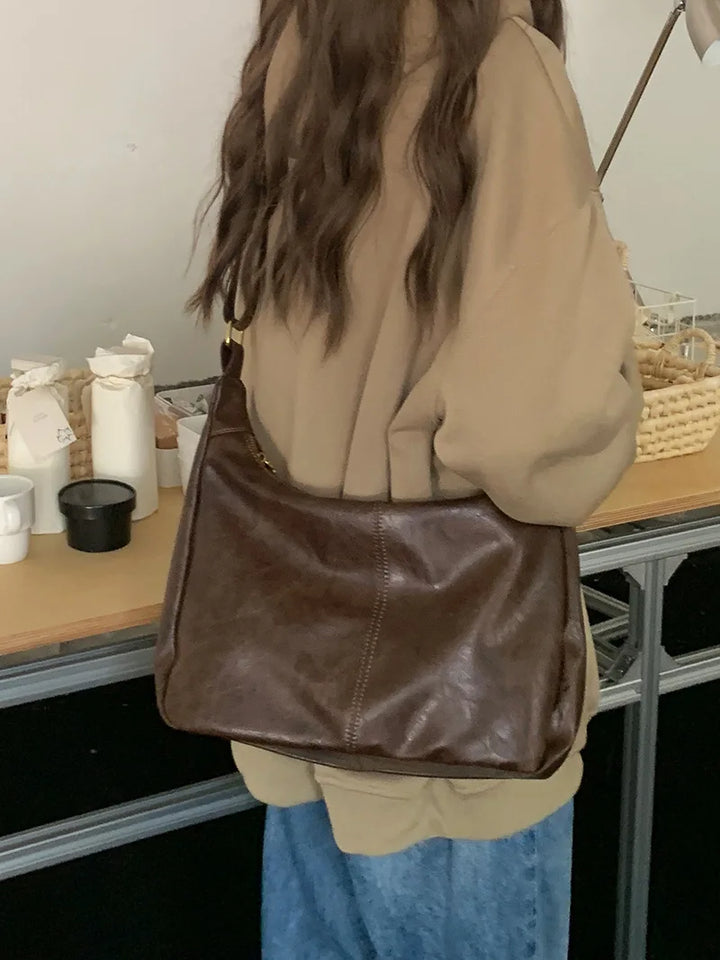 Women's Soft Versatile Hobo Bag - Slouchy Faux Leather Design-The Yellow Prime