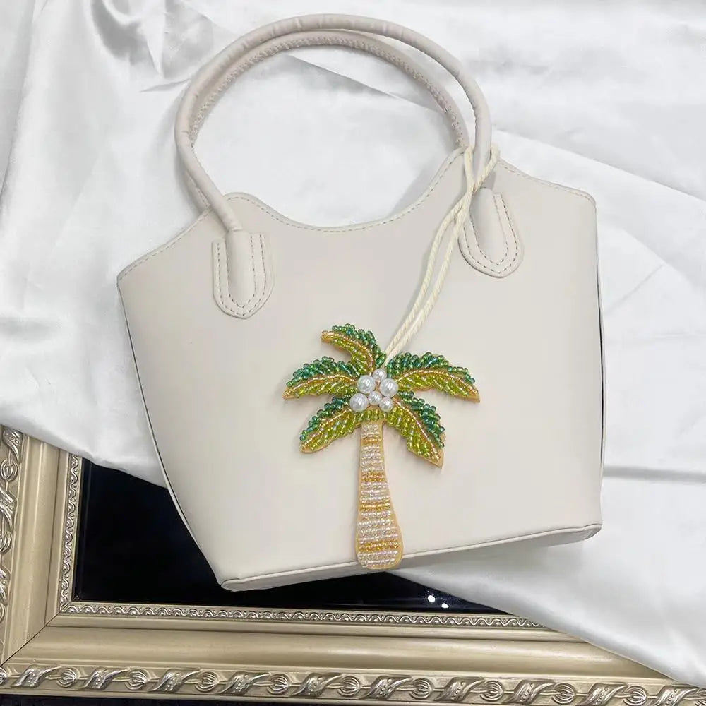 Women's Handmade Sequin Patch Coconut Tree Keyring Bag Pendant-The Yellow Prime