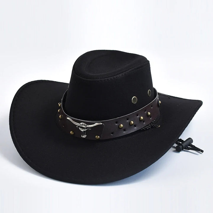 Men's Suede Cowboy Hat with Chin Strap for Western Style