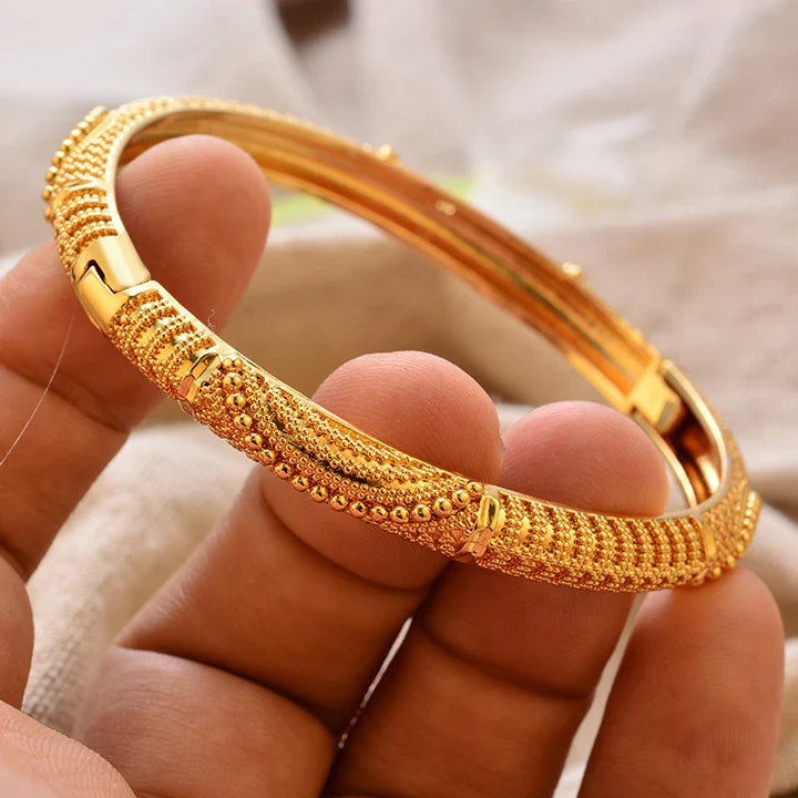 Women's Gold Plated Bangles Arabic Wedding Bracelet-The Yellow Prime