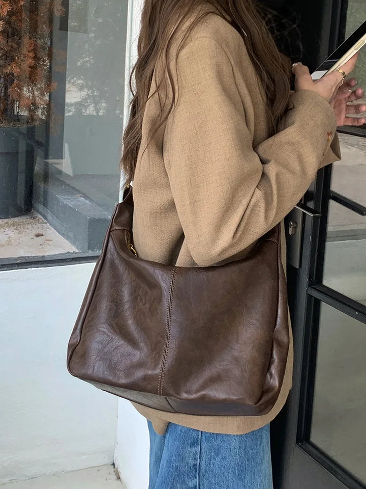 Women's Soft Versatile Hobo Bag - Slouchy Faux Leather Design-The Yellow Prime