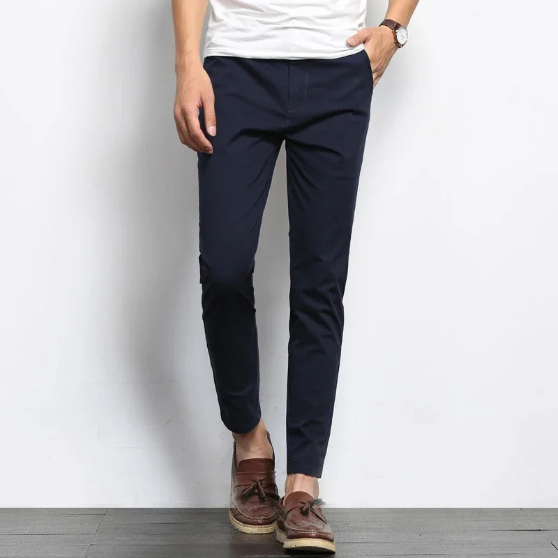 Men's Slim Fit Cotton Dress Trousers