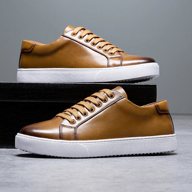 David | Men's Leather Sneakers-The Yellow Prime
