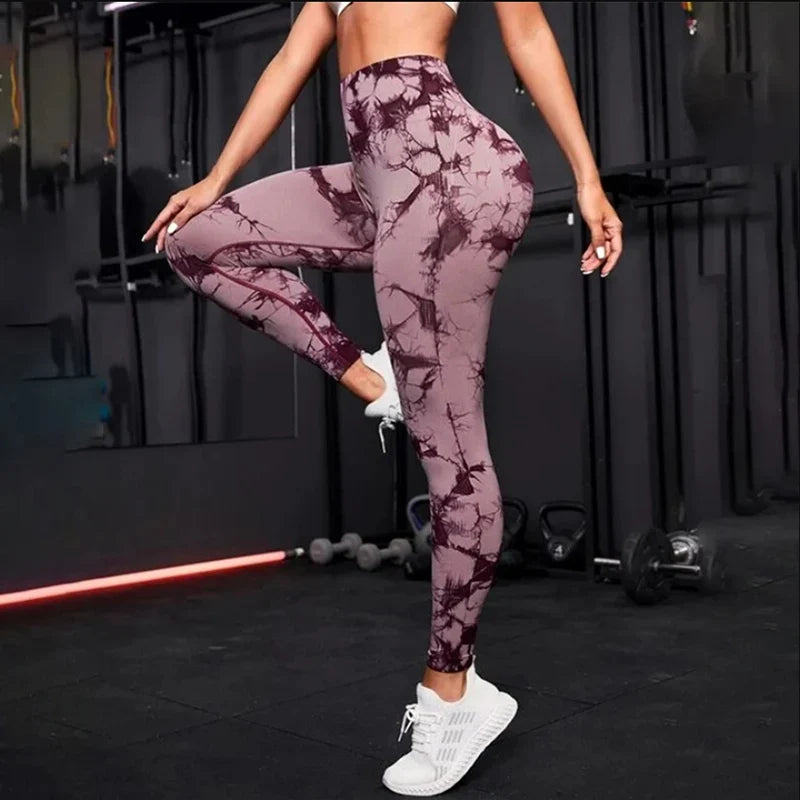 Dámské bezešvé legíny na jógu s vysokým pasem, sportovní kalhoty s push-up efektem