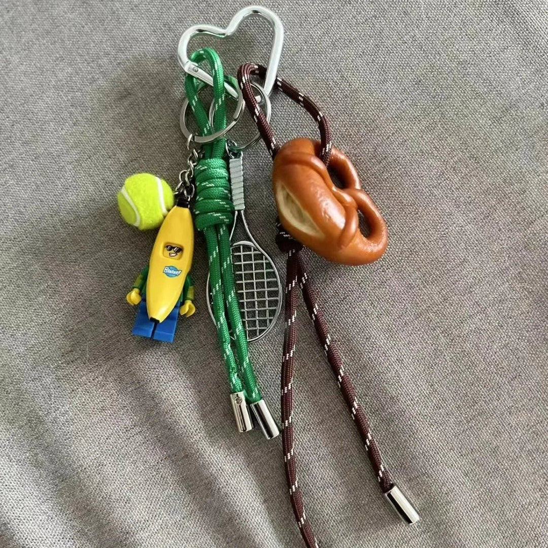 Women's Leather Dachshund Keychain Braid Rope Bag Charm-The Yellow Prime