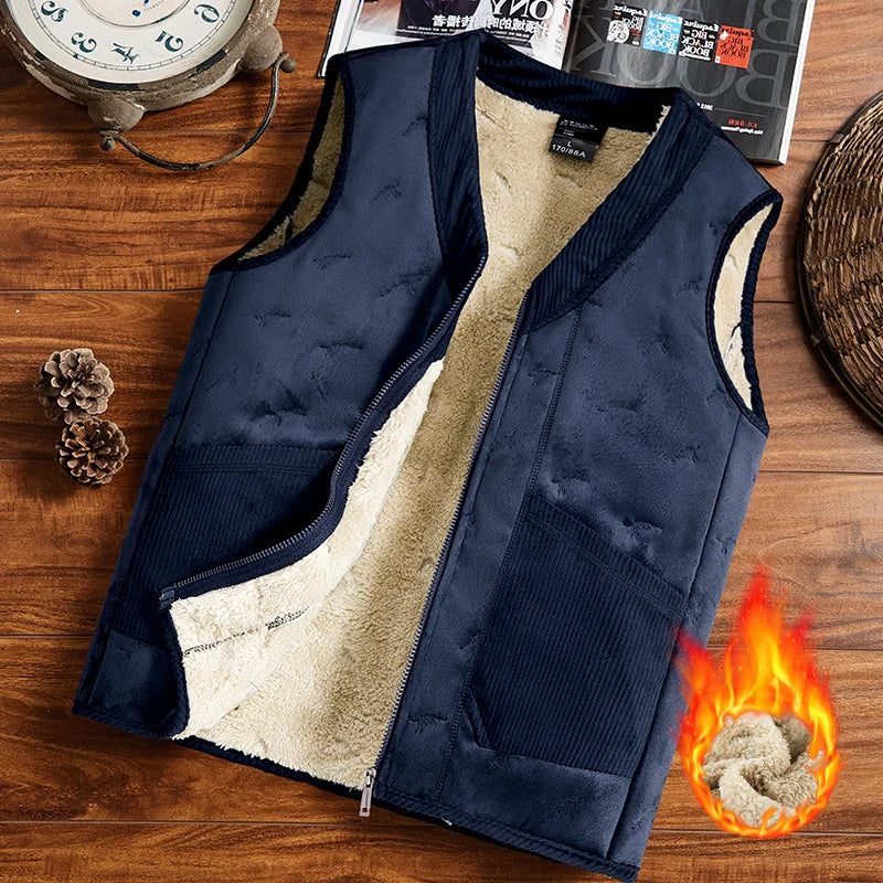 Men's Warm Cozy Sleeveless Zipper Vest for Winter