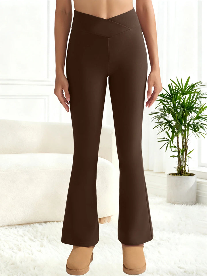 Leggings svasati spessi in pile da donna a vita alta, collant termici
