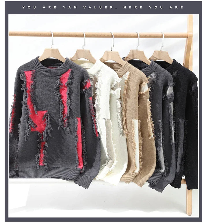 Liam | Men's Frayed Knit Pullover Sweater