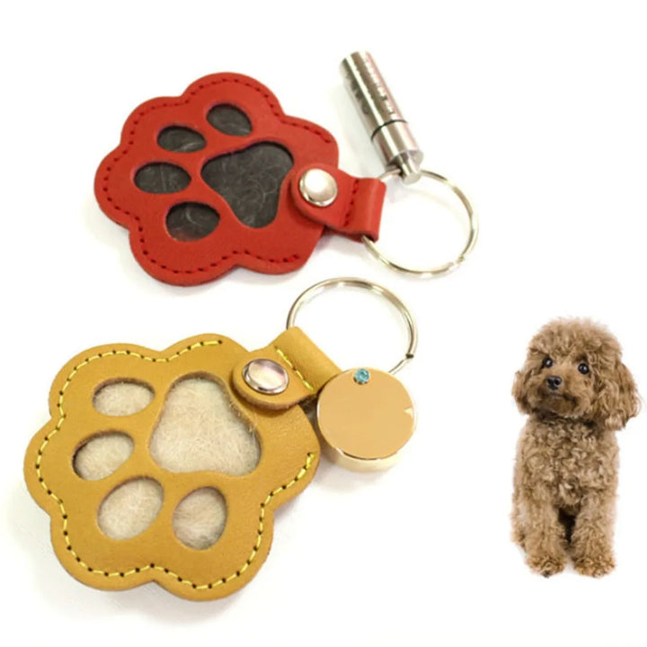 Women's Pet Hair Keychain Paw Pendant PU Leather Holder-The Yellow Prime