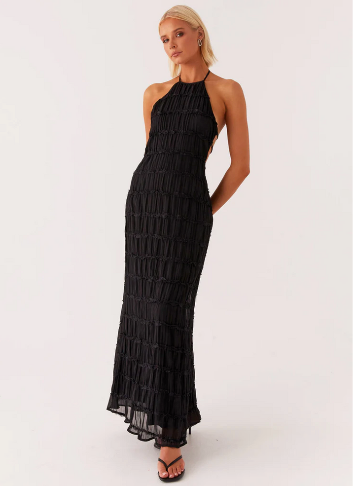 Nerissa | Women's Elegant Halter Maxi Dress-The Yellow Prime