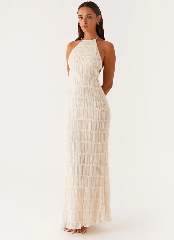 Nerissa | Women's Elegant Halter Maxi Dress-The Yellow Prime