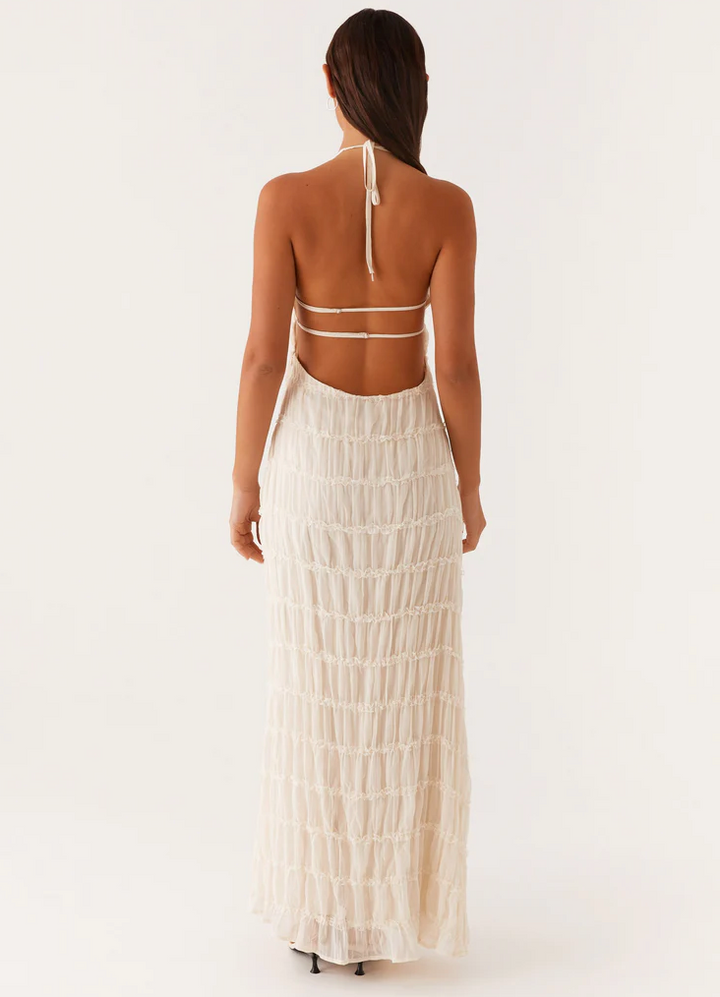 Nerissa | Women's Elegant Halter Maxi Dress-The Yellow Prime