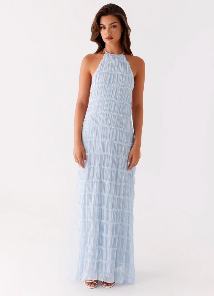 Nerissa | Women's Elegant Halter Maxi Dress-The Yellow Prime