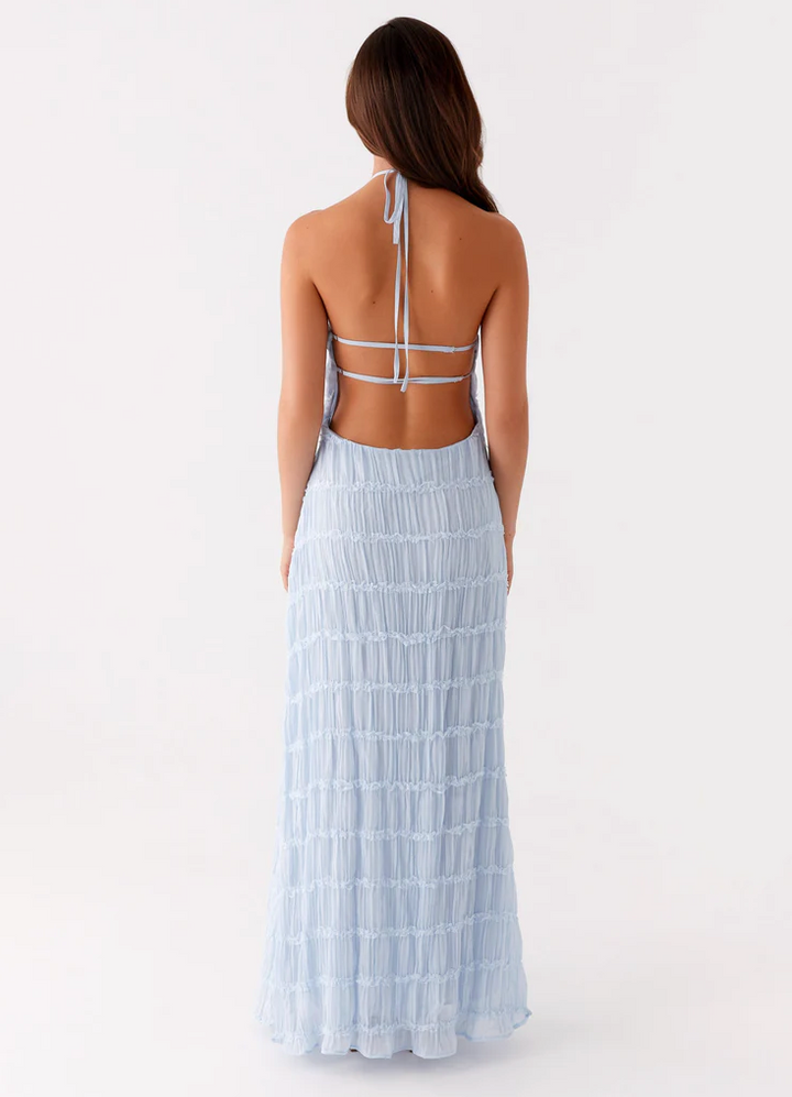 Nerissa | Women's Elegant Halter Maxi Dress-The Yellow Prime