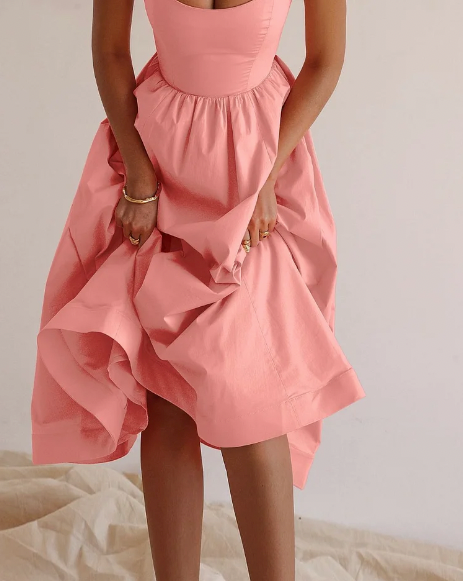 Women's Midi Dress with Spaghetti Straps - Elegant Summer Style-The Yellow Prime