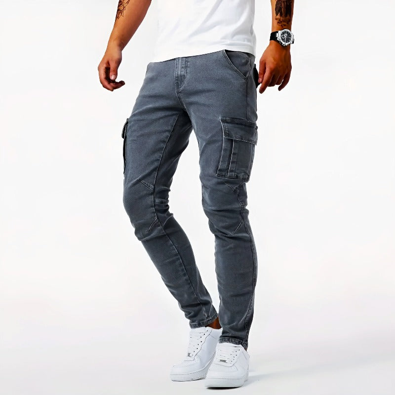 Hudson | Men's Skin-fit Multi-pocket Denim Cargo Trousers